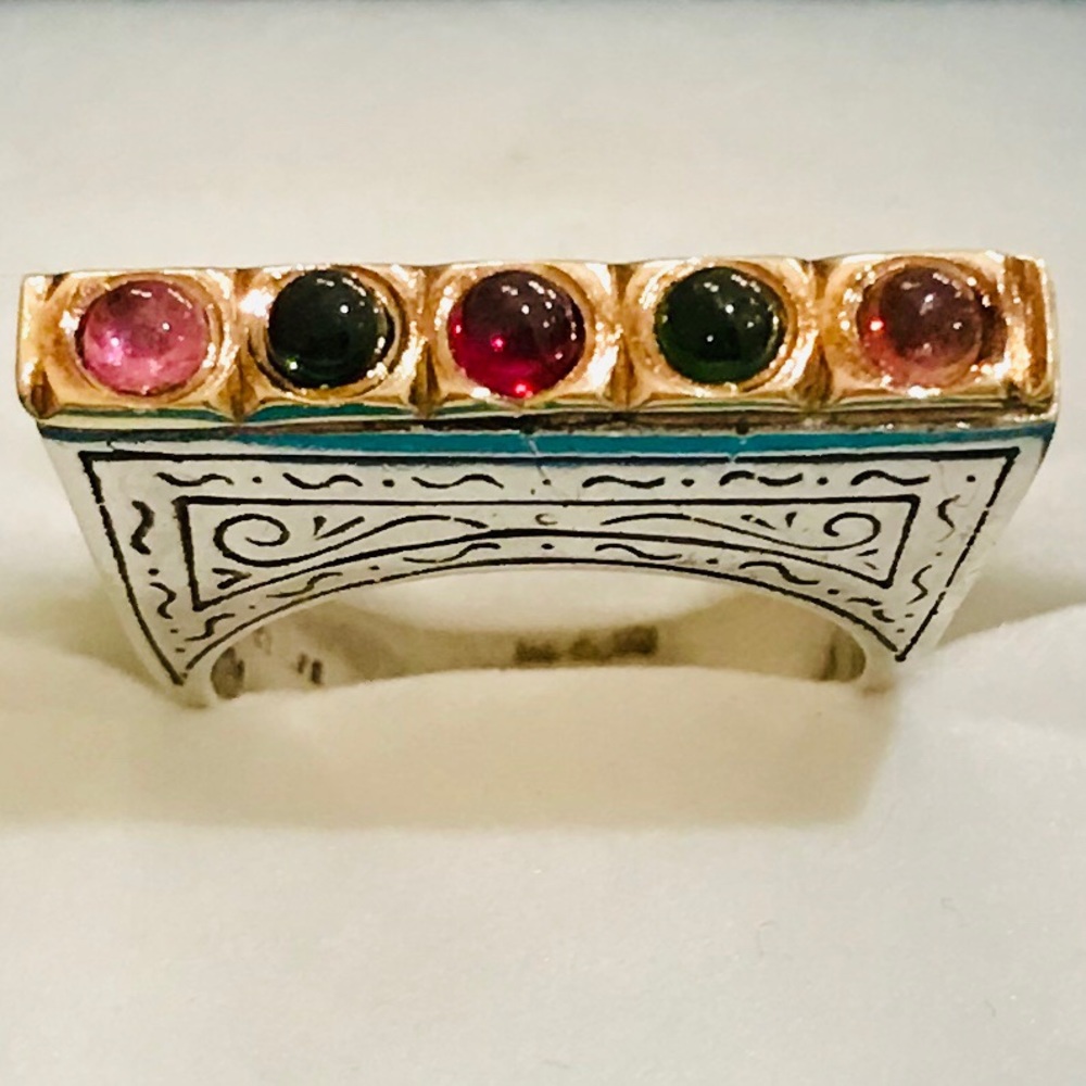 Konstantino Silver/18k Gold Ring with Gemstones